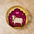 10" Pichwai Cow Printed Decorative Metal Tray