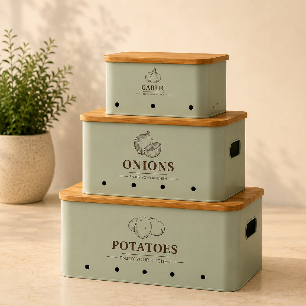 3-Piece Potato, Onion & Garlic Storage Canister Set