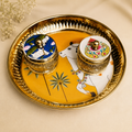6" Brass Cow Pichwai Pooja Tray Set