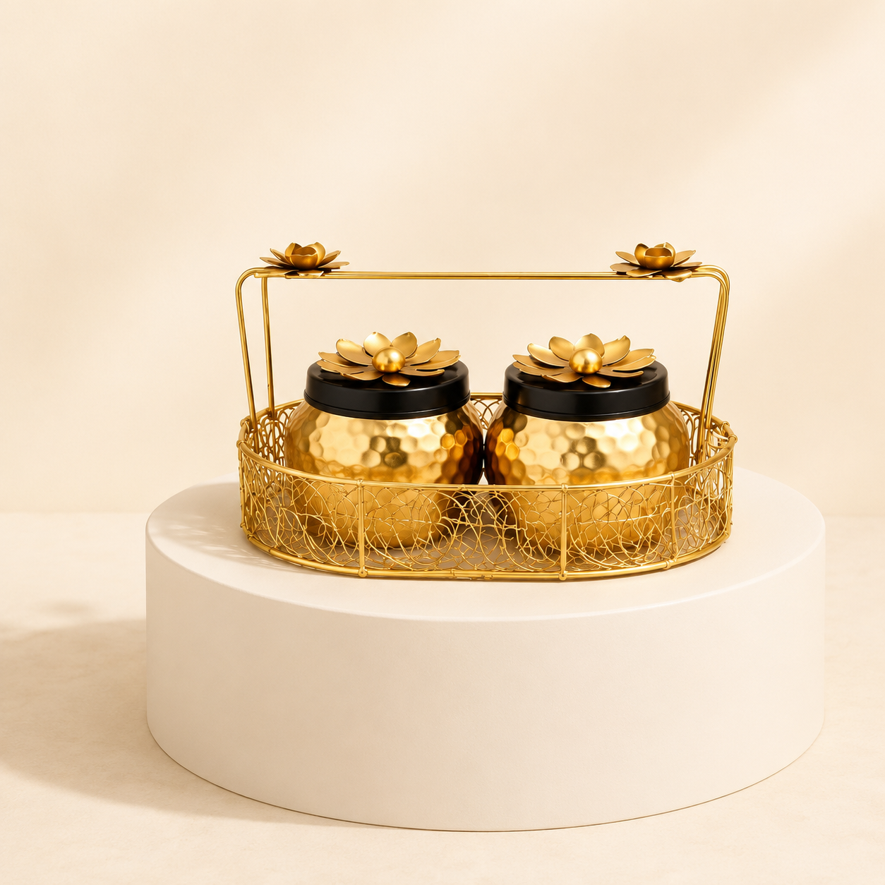 Gold Finish Dry Fruit Jar Set