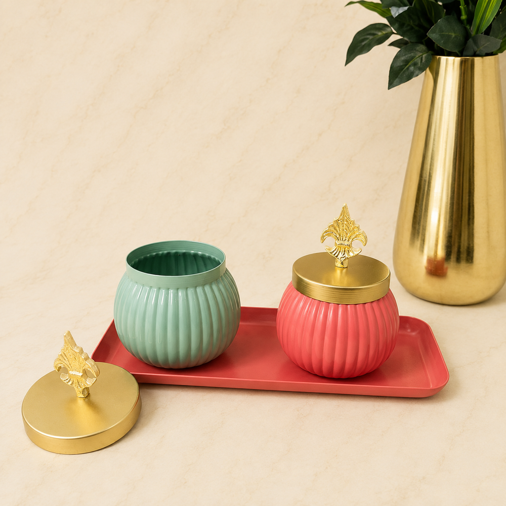 Designer Candy Jar Set with Tray