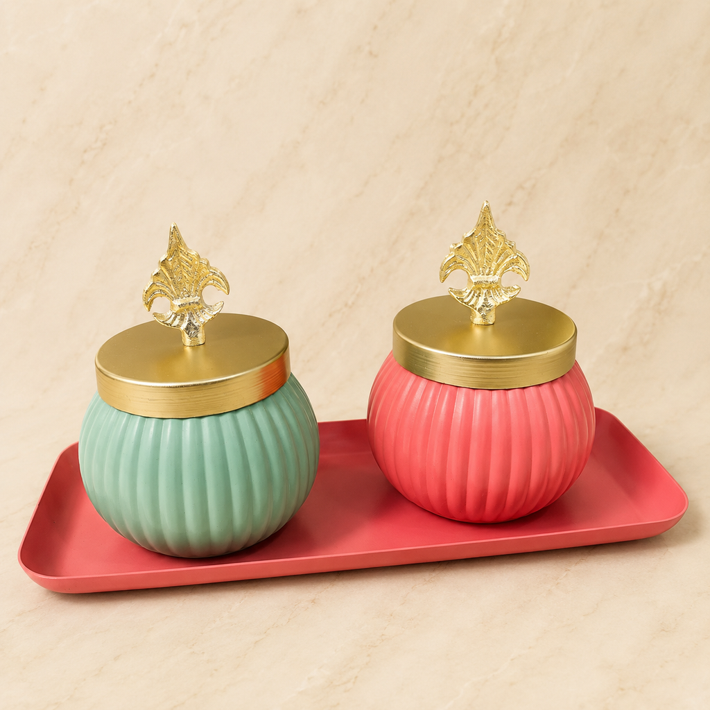 Designer Candy Jar Set with Tray